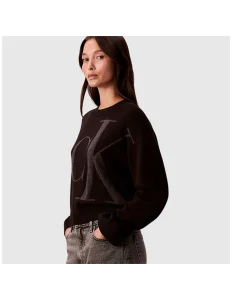Sudadera negra de mujer Calvin Klein con logo CK grande en gris